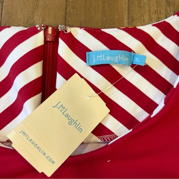 j.mclaughlin Sophia Sheath Dress XL Nautical Chain Preppy Red And White NWT - Picture 3 of 12